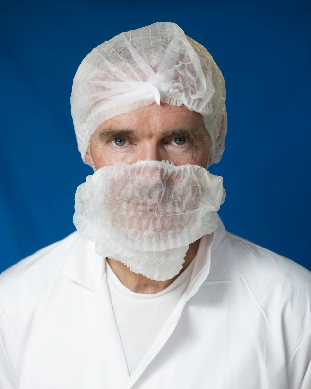 Compostable Beard Cover — White beard cover with a fully compostable elastic band, latex free, one size